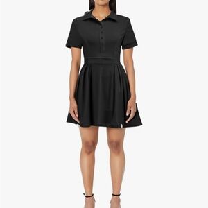 Elegant Black Short Sleeve Tennis Dress